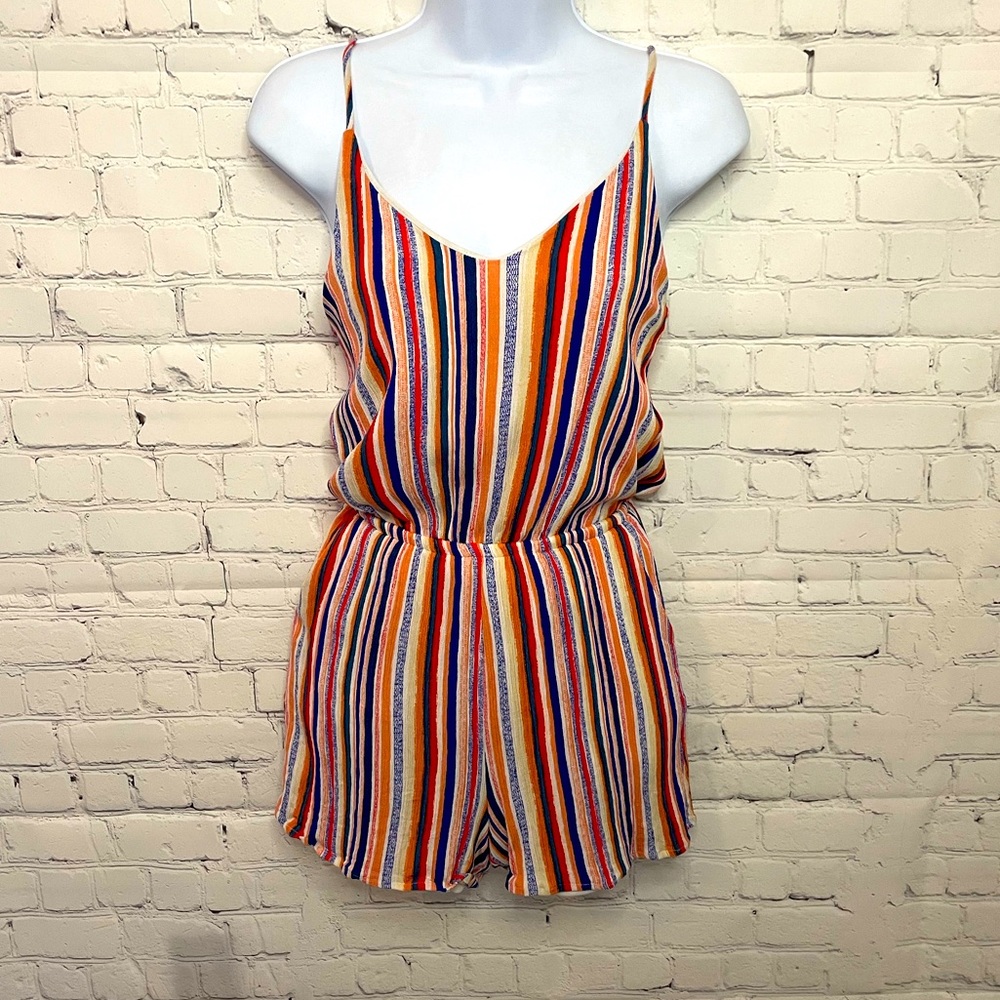 Adorable Striped Romper with Tie Back and Adjustable Straps Size Small